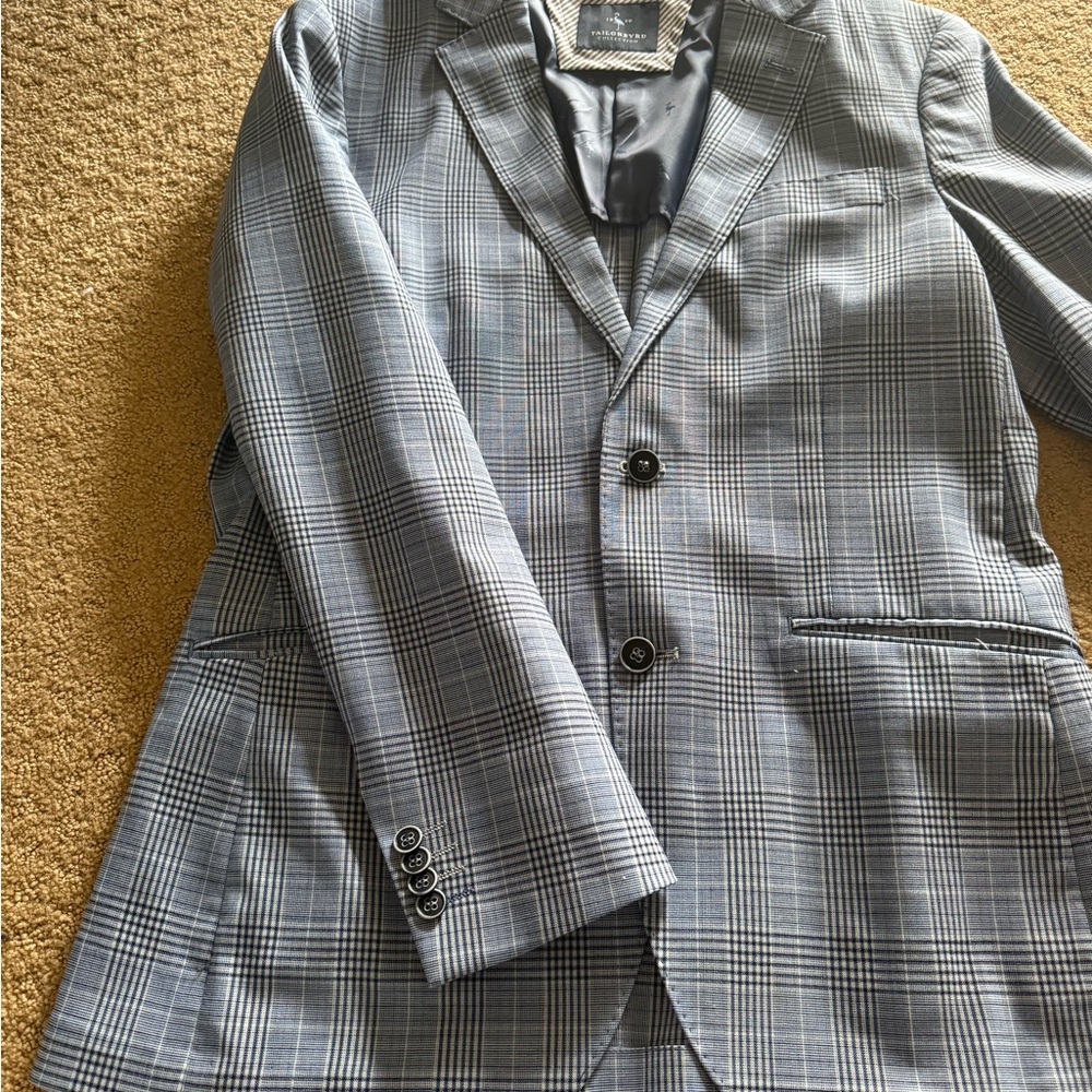 Men's Blue Plaid Blazer